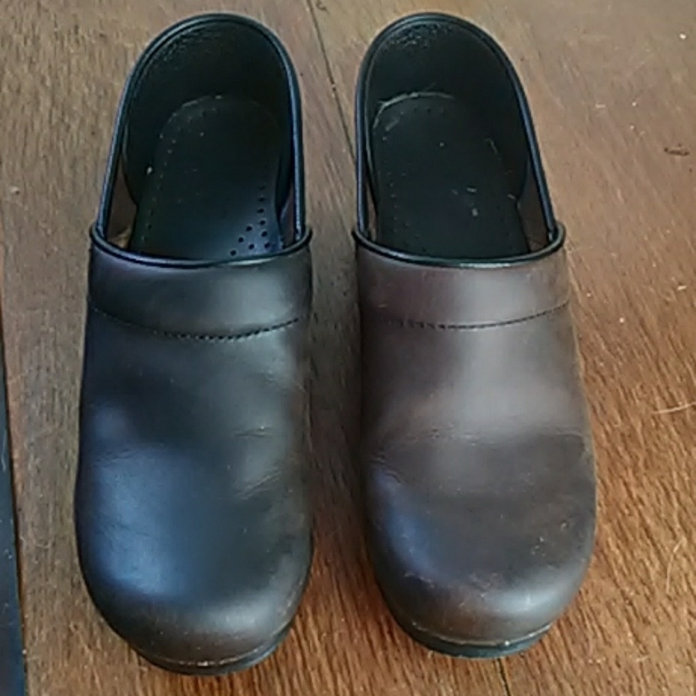 Brown leather Dansko Clogs